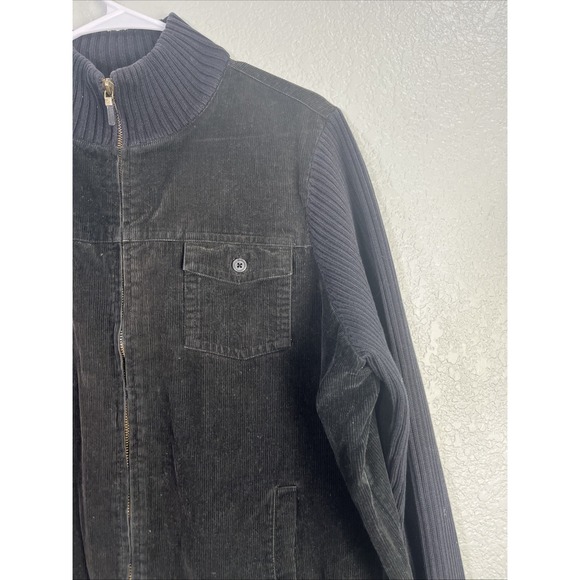 Lauren Ralph Lauren Jacket Womens 2X Black Corduroy Ribbed Knit Utility Classic - Picture 2 of 7